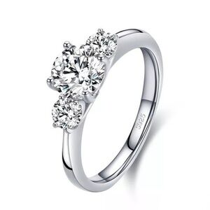 925 Sterling Silver Classic CZ Engagement Wedding Ring